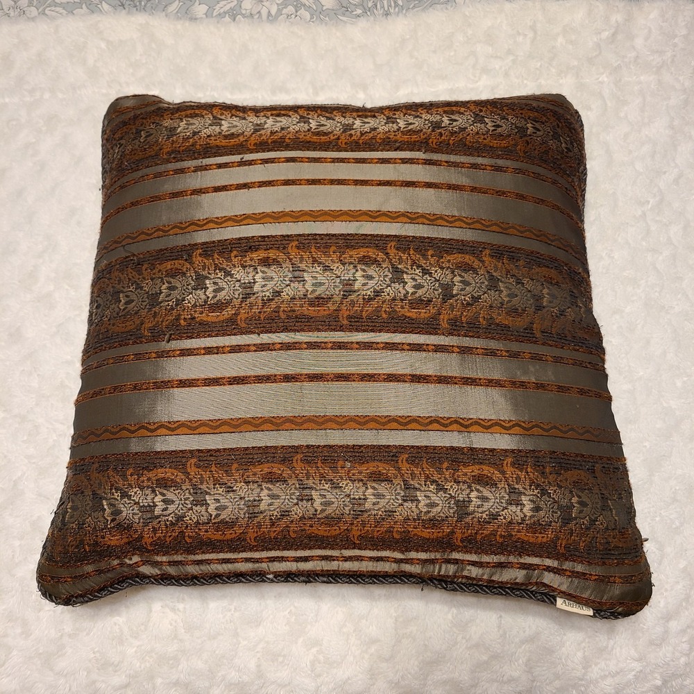 Arhaus Pillow Down Filled Striped Brown‎ Multicolor 18"x18"